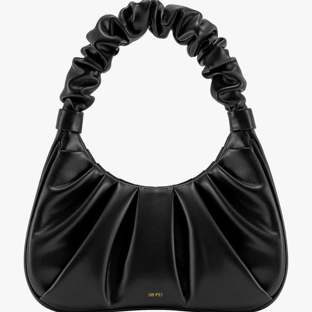 JW PEI Black Ruched Shoulder Bag